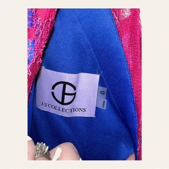Js COLLECTION FORMAL DRESS ROYAL BLUE AND HOT‎ FUSHIA SIZE 6 HIGH NECK - Picture 11 of 11